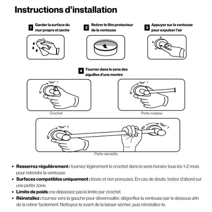 TowelGrip™ - Barre à ventouse pour serviettes